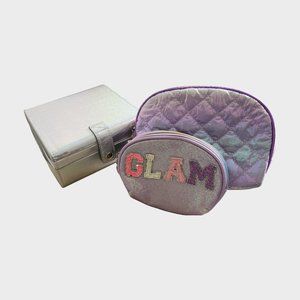 Iridescent Glam Pouches and Jewelry Box Set - 3 pcs